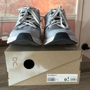 On Running Cloudflyer 4 Women's Sneakers in Light Blue and White